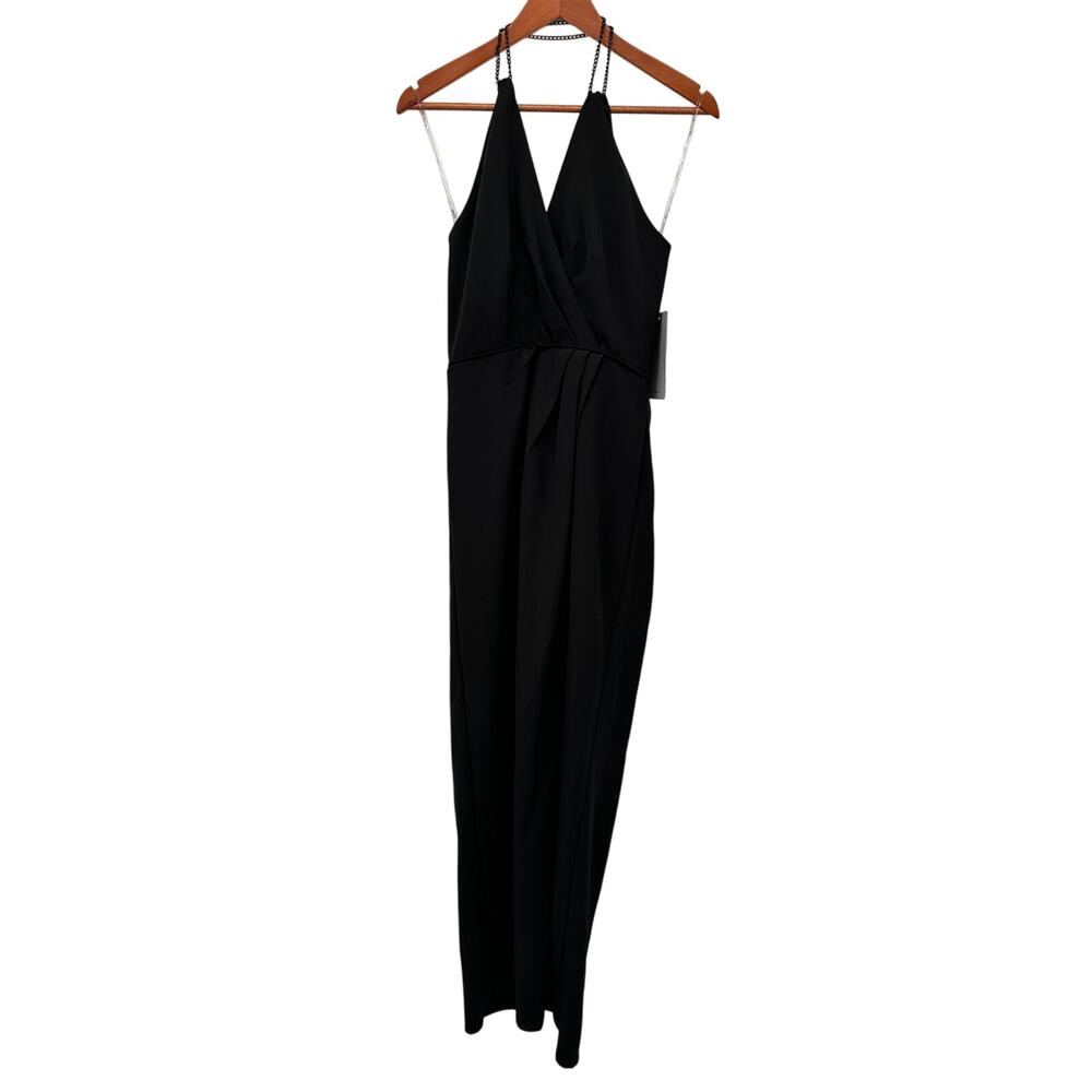 JS COLLECTIONS NWT Black Halter Full Length Gown Dress // 6